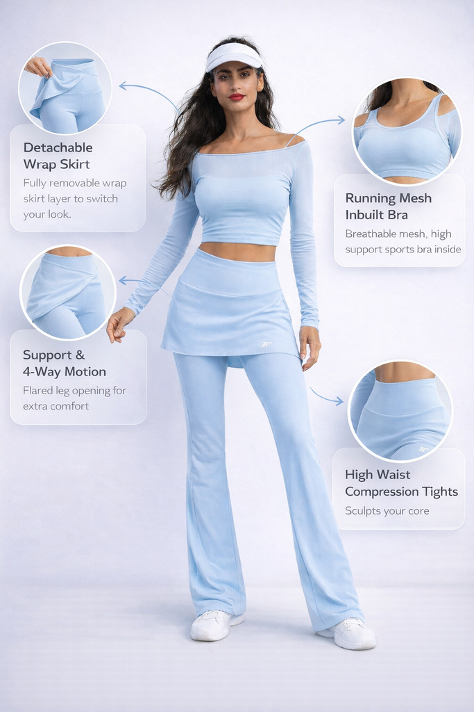 Compression 2in 1 Wrap Tights - Sky Blue
