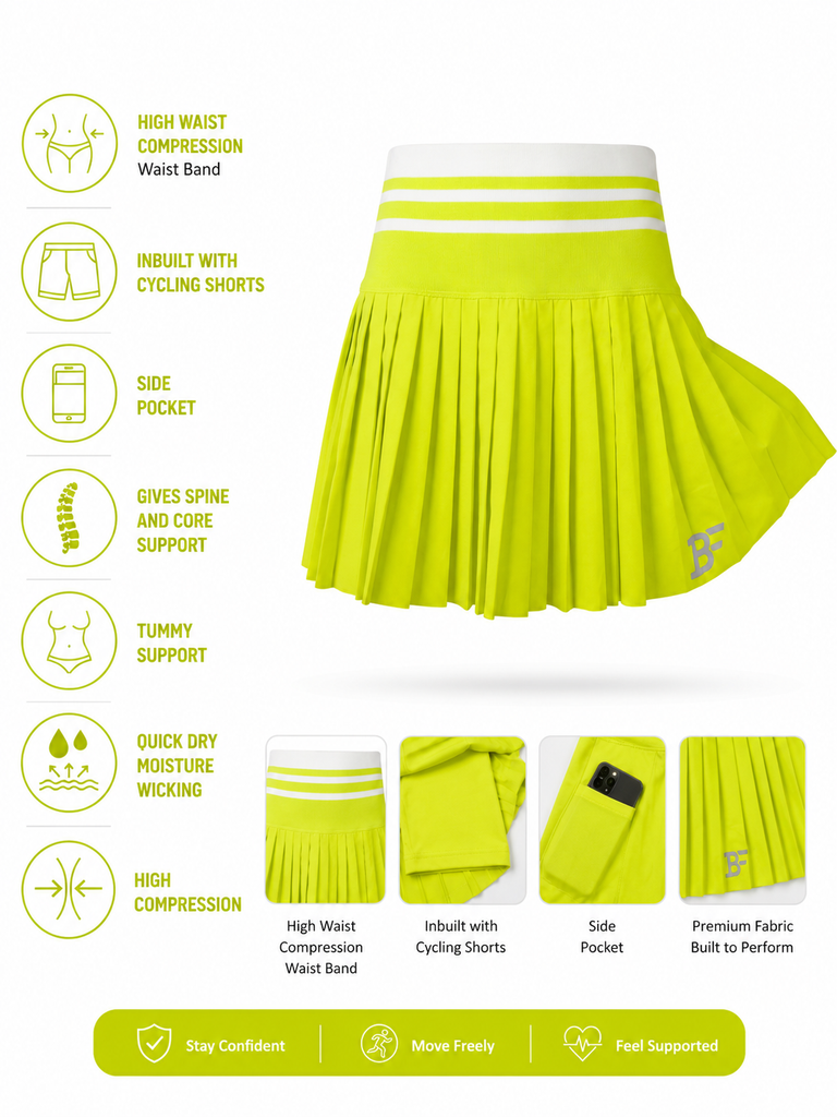High Wasit Compression Skort- Lime Green