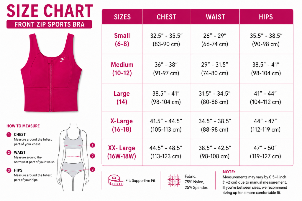 High Support Zipper Bra Top - Deep Pink