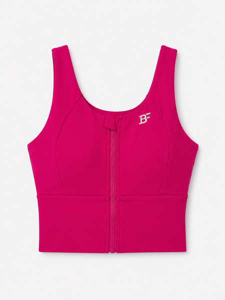High Support Zipper Bra Top - Deep Pink