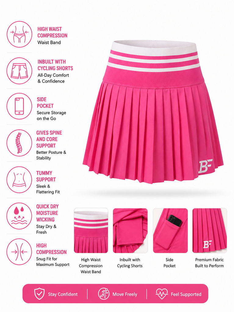 High Waist Compression Skort - Pink