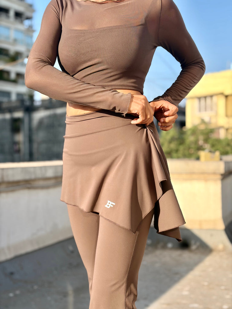 Compression 2in 1 Wrap Tights - Brown