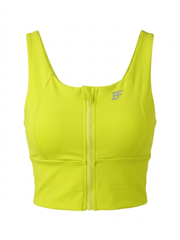 High Impact Zip bra - Lime Green
