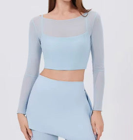 Lightweight Mesh Bra Top- Sky Blue